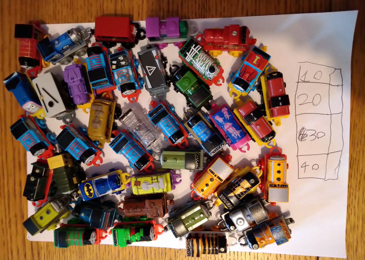 AlisonAEdwards's tweet photo. @NapierYear1 we have been estimating with mini trains and set you the challenge 🚂🚂🚂🚂🚂🚂🚂🚂🚂🚂🚂🚂🚂🚂🚂🚂🚂🚂🤔

The bonus prize is for how many Thomas's you can spot 😂 (some are in disguise!) https://t.co/nMUU3zATUz