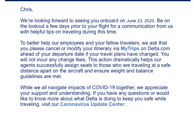 iveybass's tweet photo. @Delta What gives? This morning you sent me an email canceling our trip... now you send one asking are we ready to go? #bipolarairlines https://t.co/sM0u4PMUZ3