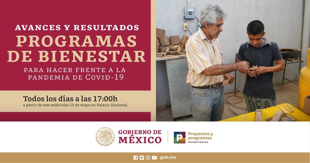 GobMxDgo's tweet photo. Te interesa ser beneficiario o conocer el funcionamiento de algún #ProgramaDeBienestar a raíz de la emergencia por #COVID19?
El @GobiernoMX te informará sus #AvancesYResultados.
👉 Todos los días a las 5 PM.
#UnidosSaldremosAdelante
#QuédateEnCasa https://t.co/Koutf1hlRM