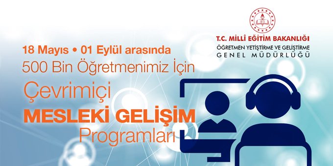 AkdenizilceMem's tweet photo. 18 Mayıs-1 Haziran tarihleri arasında 500 000 öğretmen ve okul yöneticimiz için Türk Eğitim Tarihin EN BÜYÜK UZAKTAN EĞİTİM MESLEKİ GELİŞİM programını başlıyor. Mesleki Gelişim Program Takvimi: https://t.co/XLFeCYPkoY

@ziyaselcuk 
@tcmeb 
@AdemKoca46 
@AdemSimsek33 
@MersinMEM https://t.co/o9H0AVMwzk