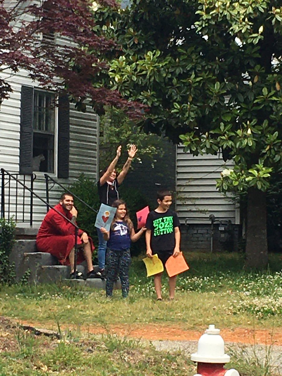 Kirkman Park staff reminding our families we are still for them! Had a blast!! Thank to the High Point Fire Department #WeSeeYouGCS #GCS_LA7 #KirkmanPark