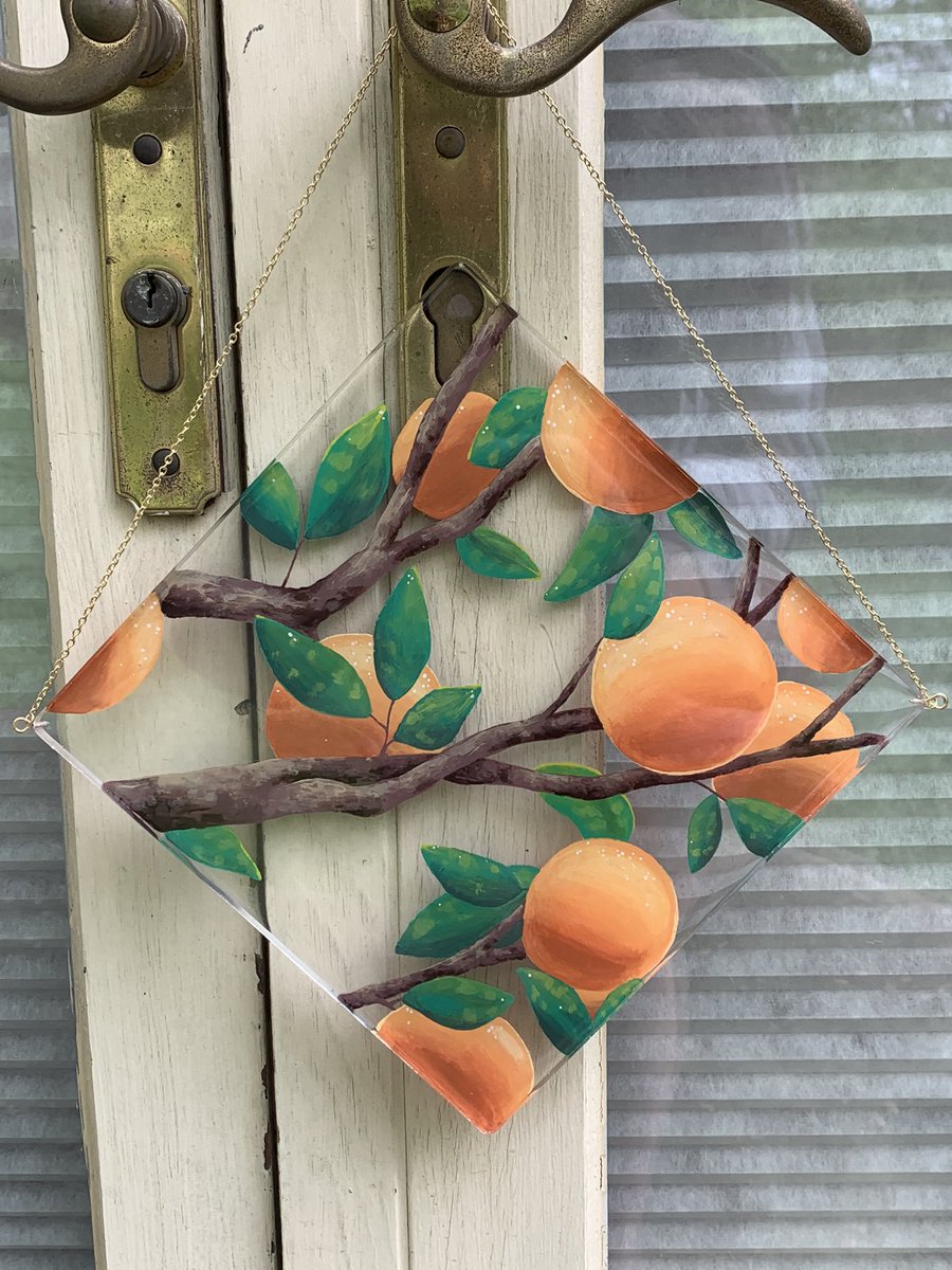 pythoncore's tweet photo. This orange tree wall hanging has already been purchased 💕 but still wanted to show it because my hard work rly paid off on this one 😍 https://t.co/RgBqM15Wjm