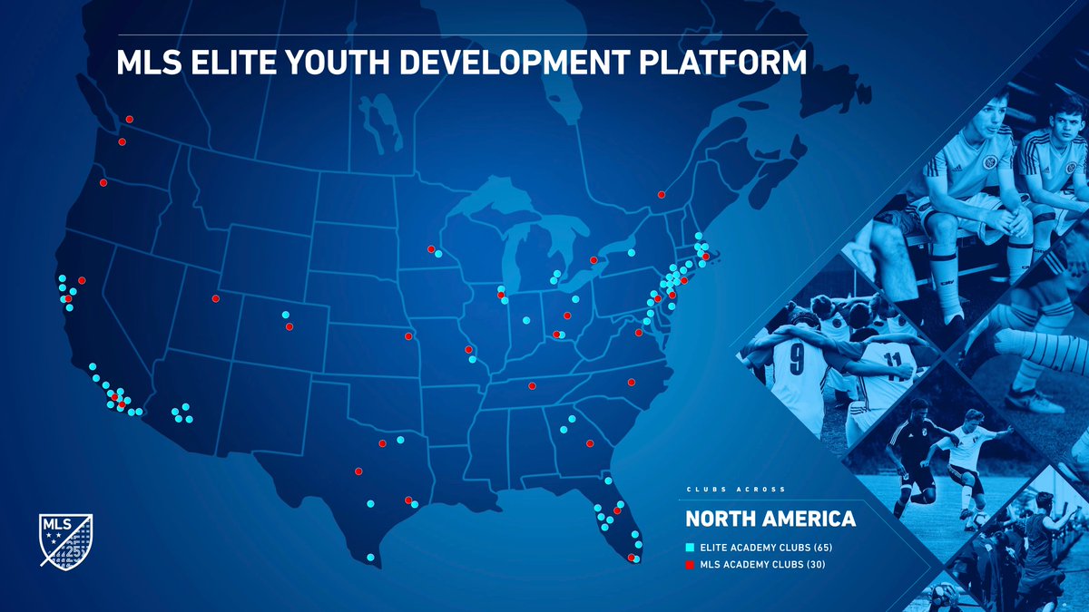 MLS's tweet image. It&apos;s a new era for soccer development in North America. ⚽️

BREAKING: 95 clubs join forces as part of MLS&apos; elite player development platform.

📰: soc.cr/FQgx50zFri6