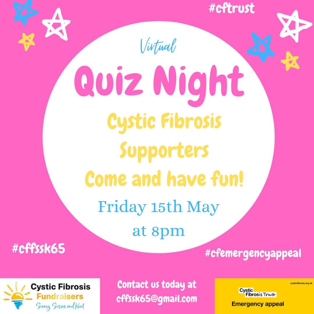 cffssk's tweet photo. #CysticFibrosis #CFemergencyApoeal 
#COVIDー19 
#UKlockdown 
#COVID19 
#WednesdayVibes @MattHancock @CrispinBlunt 
Please support our virtual quiz night in aid of the @cftrust 

ThankYou 

You can buy raffle tickets here 👇🏻👇🏻

https://t.co/GAx3rAfRwM

@KateMarsh101 @cazsparshott https://t.co/Xn0FYJu07r