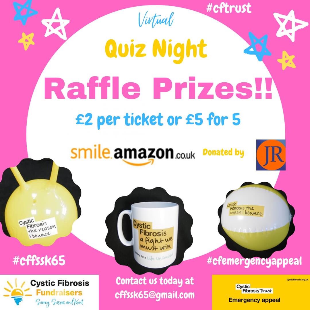 cffssk's tweet photo. #CysticFibrosis #CFemergencyApoeal 
#COVIDー19 
#UKlockdown 
#COVID19 
#WednesdayVibes @MattHancock @CrispinBlunt 
Please support our virtual quiz night in aid of the @cftrust 

ThankYou 

You can buy raffle tickets here 👇🏻👇🏻

https://t.co/GAx3rAfRwM

@KateMarsh101 @cazsparshott https://t.co/Xn0FYJu07r