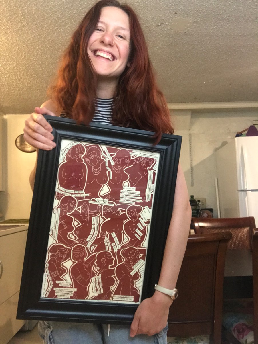 BVerdel's tweet photo. I actually finished a piece of art! I’m so excited to hang it on my wall. 😊 All the pictures and poetry come from “India Love Poems” by Tambimutta. I picked up this beautiful book in CA and just knew I had to buy another copy to collage with! https://t.co/4FhPsdaw1u