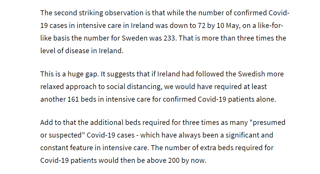 Later, the point is made that Ireland probably needs another 200 ICU beds to cope with Sweden's current number of ICU patients.200 sounds like a lot, but we have close to that number available in ICU right now.5/