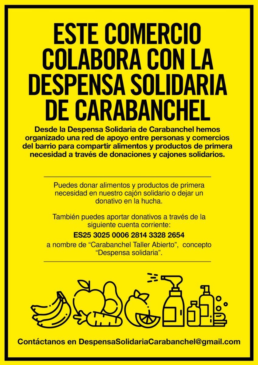 EKO_Carabanchel's tweet photo. 🏘Así se organizan lxs vecinxs d #Carabanchel una red d apoyo entre personas y comercios locales del barrio para compartir alimentos, productos d higiene (personal y del hogar), solidaridad y apoyo mutuo💛

🍒Despensa solidaria🍒
📌 https://t.co/Ip4VQEBNJZ
Autogestión y lucha✊🏽 https://t.co/WYwGZenxXH