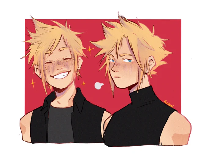 A doodle of my two fav ff characters ?? i might have a type ?  also did you know that they are the exact same height ??? #FFXIV #FF7R 