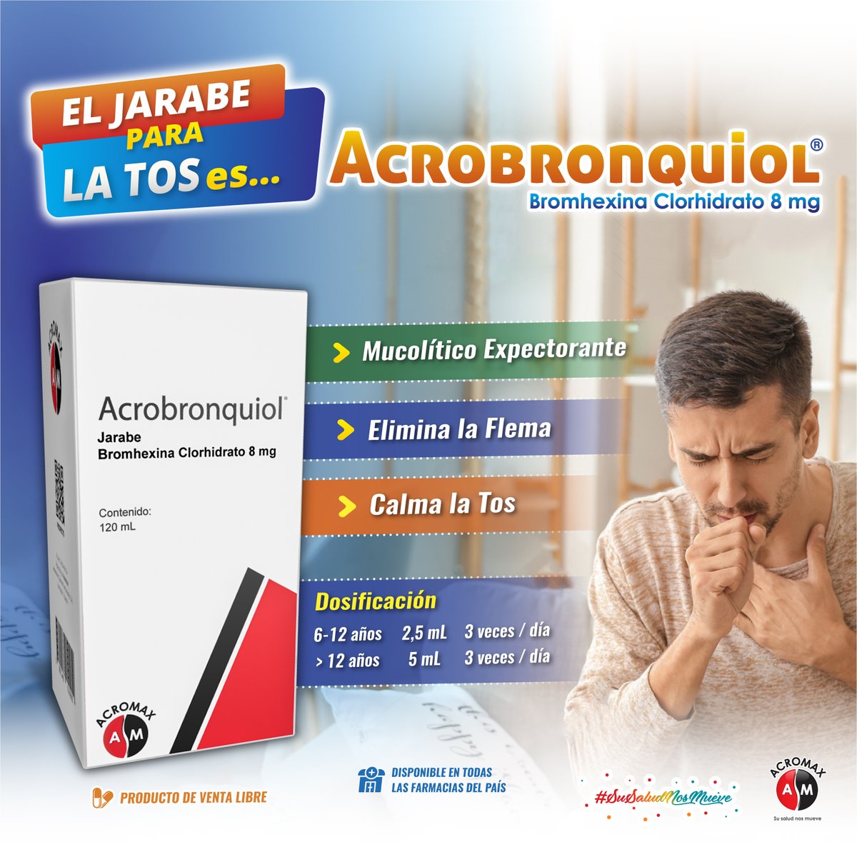 AcromaxEcuador's tweet photo. 📍El jarabe para la tos… es ⭐️ACROBRONQUIOL⭐️
Ideal para reducir la viscosidad del moco y flema, facilitando su expulsión, en el resfrío y la gripe.
Compartimos con ustedes información de #Acrobronquiol
📌Producto de venta libre.
#Tos #Flema #SuSaludNosmueve https://t.co/0HKUF6kubQ