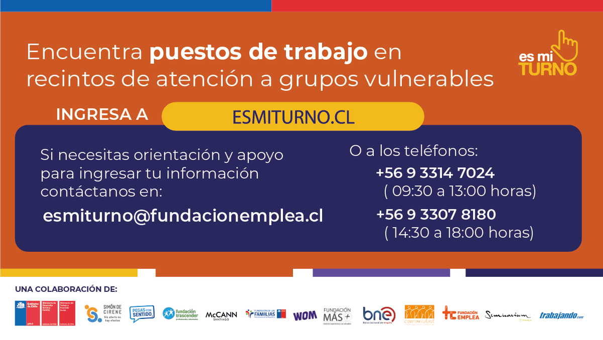 DPR_RM's tweet photo. Conoce #EsmiTurno, plataforma que permite el reemplazo laboral temporal en recintos de cuidado de grupos vulnerables durante la emergencia del #COVID_19.

👁‍🗨 Todos los detalles en https://t.co/Tz6cAnd4kx https://t.co/TPY8Ghai7O