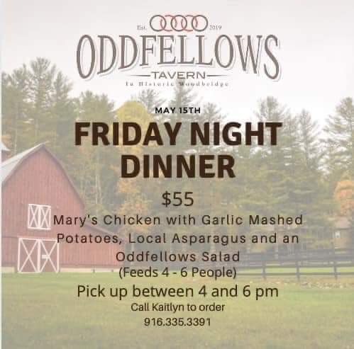 This Friday come support a great local business in San Joaquin county! See attached flyer for more info on a delicious <a href="/oddfellowstave1/">@oddfellowstavern</a> meal. Enjoy!