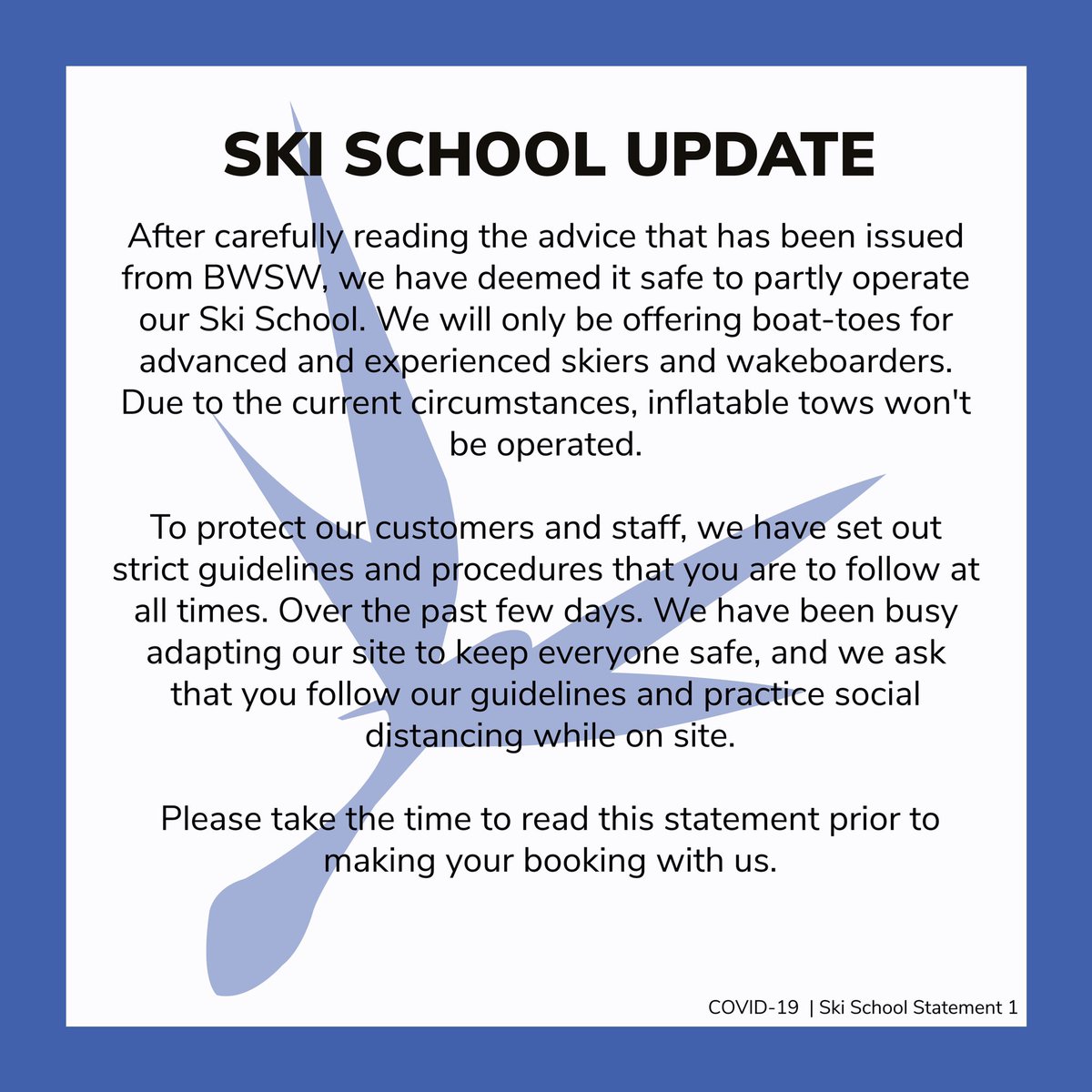 Cliff Lakes (@cliff_lakes) on Twitter photo COVID-19 Statment
Please see our activity updates. We will continue to monitor the situation and liaise with various governing bodies.
Find out more - clifflakes.com/covid-19
<a href="/BWSWHQ/">BWSW</a> <a href="/RNLI/">RNLI</a> <a href="/RLSSUK/">Royal Life Saving Society UK - RLSS UK</a> <a href="/BritTri/">British Triathlon</a> @TAMinformed <a href="/visittamworth/">Visit Tamworth</a> <a href="/tamworthherald/">Tamworth Herald</a> COVID-19 Statment
Please see our activity updates. We will continue to monitor the situation and liaise with various governing bodies.
Find out more - clifflakes.com/covid-19
<a href="/BWSWHQ/">BWSW</a> <a href="/RNLI/">RNLI</a> <a href="/RLSSUK/">Royal Life Saving Society UK - RLSS UK</a> <a href="/BritTri/">British Triathlon</a> @TAMinformed <a href="/visittamworth/">Visit Tamworth</a> <a href="/tamworthherald/">Tamworth Herald</a>