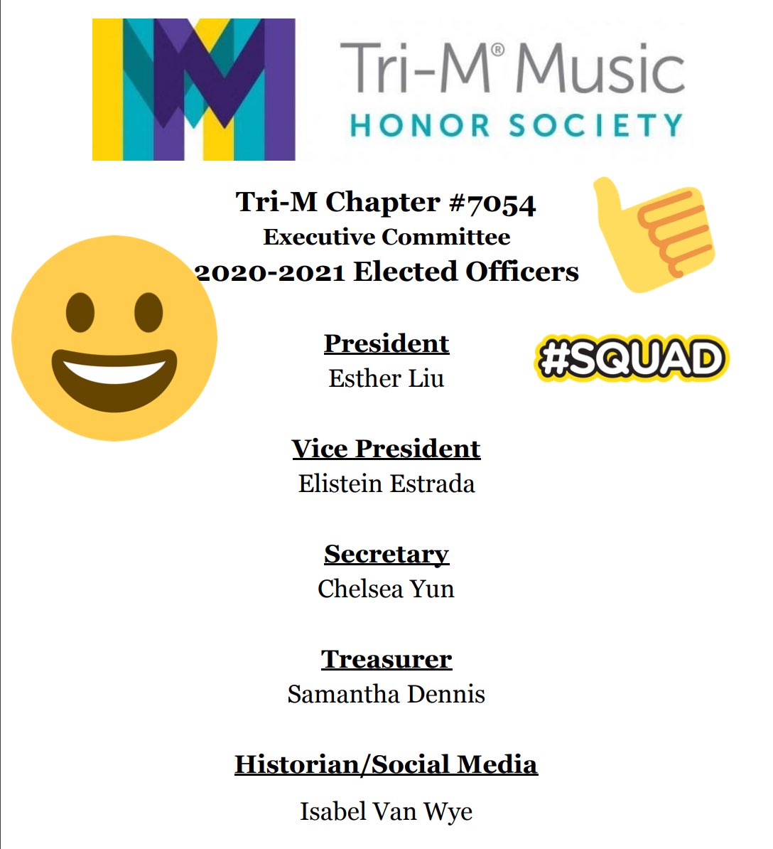 Congratulations to our new Executive Committee for next year! #Musichonors #wearethearts