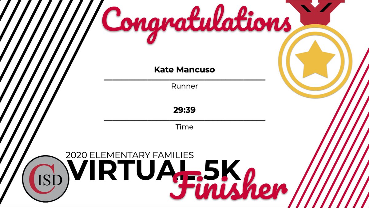 TCEReads's tweet photo. So excited to have completed my first ever virtual 5K! Too bad, I thought a 5K was 3.2 miles! Oops! Bonus for me. #CISDRunForFun #CISDTogetherAtHome @TCETexans https://t.co/ZGWlga1sEK