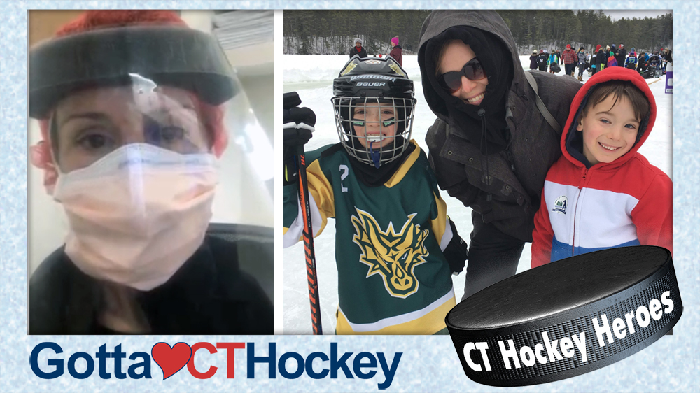 Thank you to #CTHockeyHero Kate Giamattei, RN at <a href="/YNHH/">Yale New Haven Hosp</a> &amp; <a href="/HYHA_Dragons/">Hamden Youth Hockey Association</a> mom. Kate moved to a new campus due to COVID-19 and has floated to work with COVID-19 patients. She continues to provide excellent patient care and love to her family! #CTHockeyHeroes #HockeyHero #HockeyHeroes