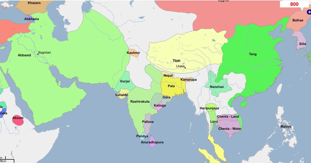 800 ADUmmayads are gone Abbasids have taken their place. And they have crossed the Indus. Multan and Sindh are gone. Kashmir stands. 9/24