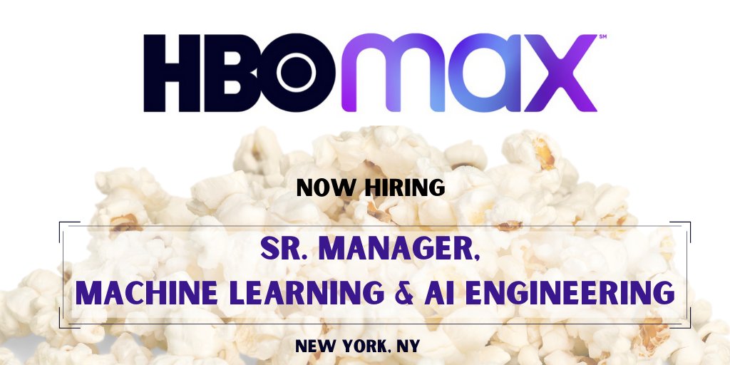 AshleyMRecruits's tweet photo. #HBOMax is #hiring a Sr. Manager, Machine Learning &amp; AI #Engineering to join the HBO Max Data Science team! Apply here: https://t.co/YGRcNHuo2n
#AI #engineers  #machinelearning #infrastructure  #innovation #nowhiring #engineeringjobs https://t.co/MqRVg6NfBe