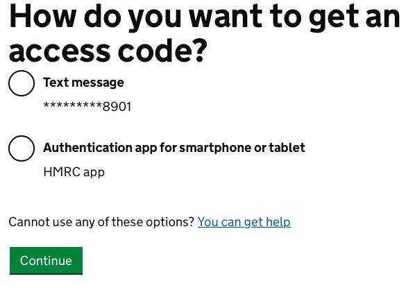 7/18Choose how to receive your Government Gateway access code.