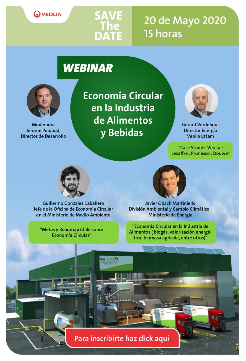 Transforma_Alim's tweet photo. Este 20 de mayo, a las 15:00 hrs., la empresa @Veolia_Cl, socia de @CENEM_CHILE, realizará el webinar "Economía circular en la industria de alimentos y bebidas" 
¡No faltes! 😉

Inscríbete hasta el 18 de mayo 👉https://t.co/qI1CwKmBuX

Expositores y temáticas a abordar👇 https://t.co/v9V7iCpTC5