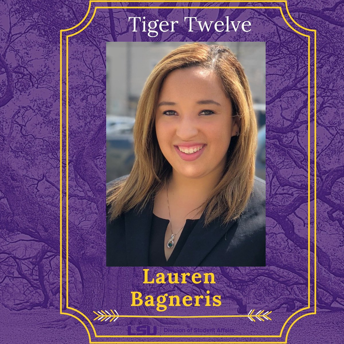 LSUdeanstudents's tweet photo. CONGRATULATIONS to Tiger Twelve - Class of 2020, Lauren Bagneris. She is a Kinesiology major. Lauren is a native of New Orleans, LA. 
To learn more about Lauren visit: https://t.co/khDaeTXTJ5
#lsuspotlight https://t.co/oSAjQwryFc