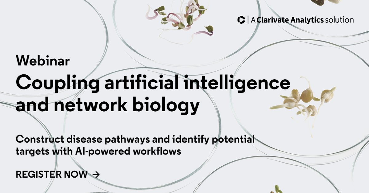 ClarivateHealth's tweet photo. Generate insights for confident, data-driven R&amp;D decisions during #drugdevelopment with AI-powered workflows. Join our webinar on June 3 to hear from our speakers about how #AI can transform disease understanding and target identification: https://t.co/soHn5alxEY 

#pharma https://t.co/6iPfUEGMWN