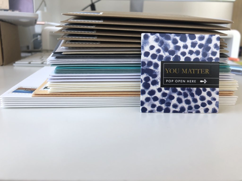 Some motivational mail going out to students in my classes who asked for it! In each card is a little “thoughtfulls-pop open” quote card. There’s just something about 🐌 mail!  For some of them they’ve never gotten a letter! (Gr 10 and 11)! #itsthelittlethings @SLSSPeel