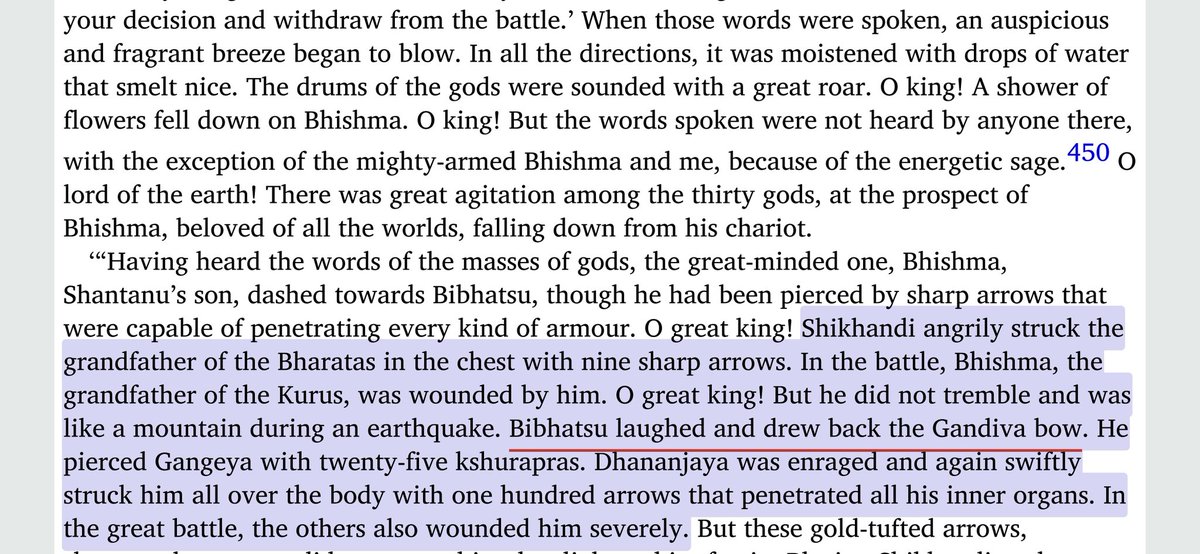 ( 1/n )All TV shows Whitewash Pandvas on the occasion of Death of  #Bhishma,  #Drona and  #Vikarana, But Reality is they Celebrated these Deaths•  #Arjuna was laughing while shooting Bhishma along with  #ShikhandiBhishma Parva, Adhyay - 114 #Mahabharat