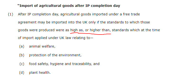 6/ Next question, how does the bill envisage comparing the standards below. For example, is it talking about the aggregate level of environmental protection, or must there be an equivalent or greater version of every individual UK environment law?