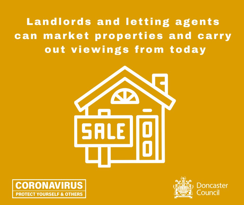 The easing of certain lockdown restrictions from today means that landlords and letting agents can once again... start to market propertiescarry out viewingsFind out more information here:  https://www.doncaster.gov.uk/services/housing/advice-for-landlords-during-the-covid-19-coronavirus-pandemic