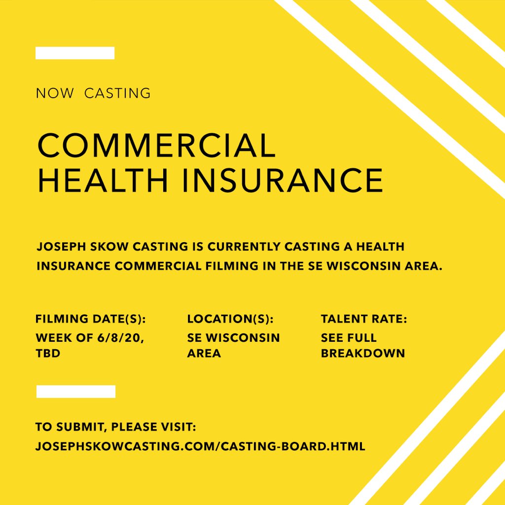 josephskowcast's tweet photo. #HEADSHOT/#RESUME SUBMISSIONS FOR HEALTH INSURANCE #COMMERCIAL! Shoots in the #Milwaukee, #Wisconsin area. Paid gig. Submission deadline: 5/15/20. Full #breakdown at link.
👉🏼https://t.co/PsZp8qDOox👈🏼
#castlocal #filmWI 🎥 https://t.co/0r04WPe1qp
