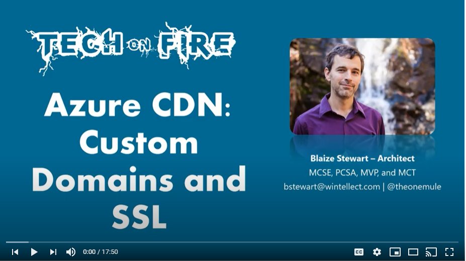 Wintellect's tweet image. In this episode, Blaize (@theonemule) will show you how to use Azure CDN to speed up your page load times, apply custom domains to @Azure Websites, and terminate SSL connections in a one-stop shop solution for application delivery. okt.to/XPZVqa
#AzureCDN #AzureWebsites