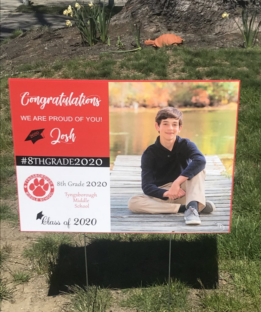 Congrats to our 8th grade graduate <a href="/TyngsMiddle/">Tyngsborough Middle</a>! So proud of you, Josh! And thanks <a href="/Jennifergyles/">Jennifer Gyles ~PBJ Photos by Jenn</a> for the fabulous yard sign! #8thgrade2020
