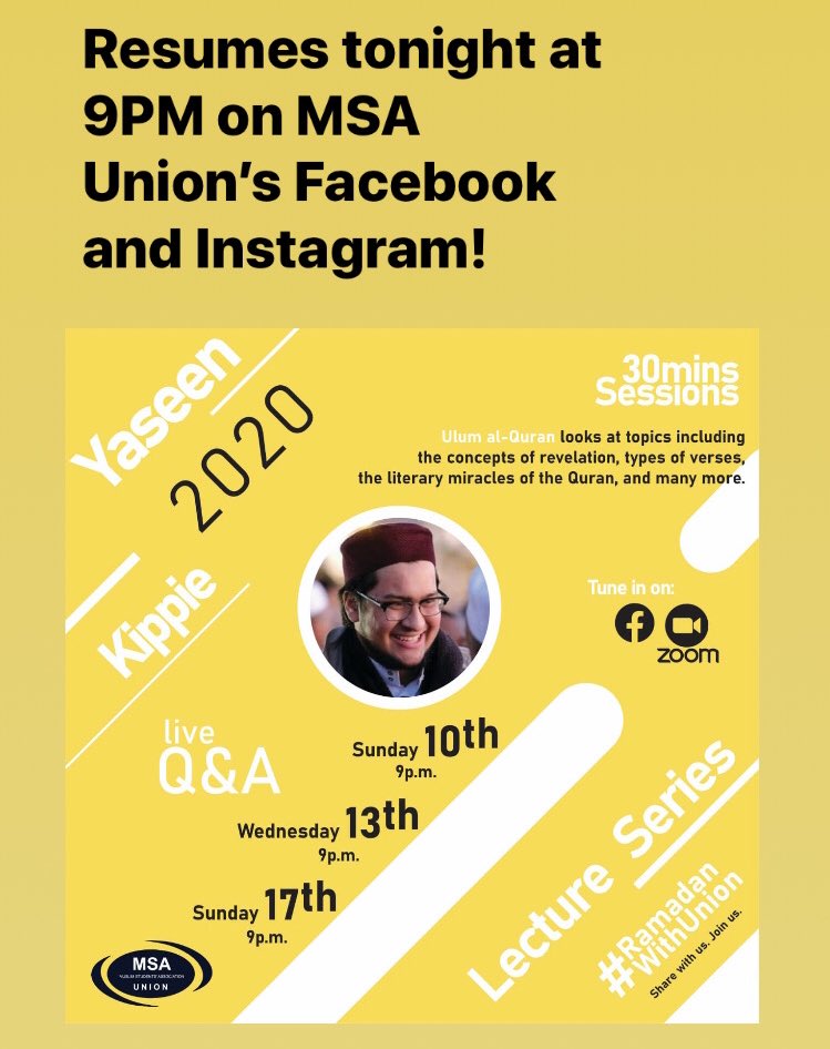 ShakeelGarda's tweet photo. For some background knowledge on the Qurโan, watch @MSA_Unionโs Instagram live tonight or tune in via Facebook live ๐ค https://t.co/ri8JKpKCa0