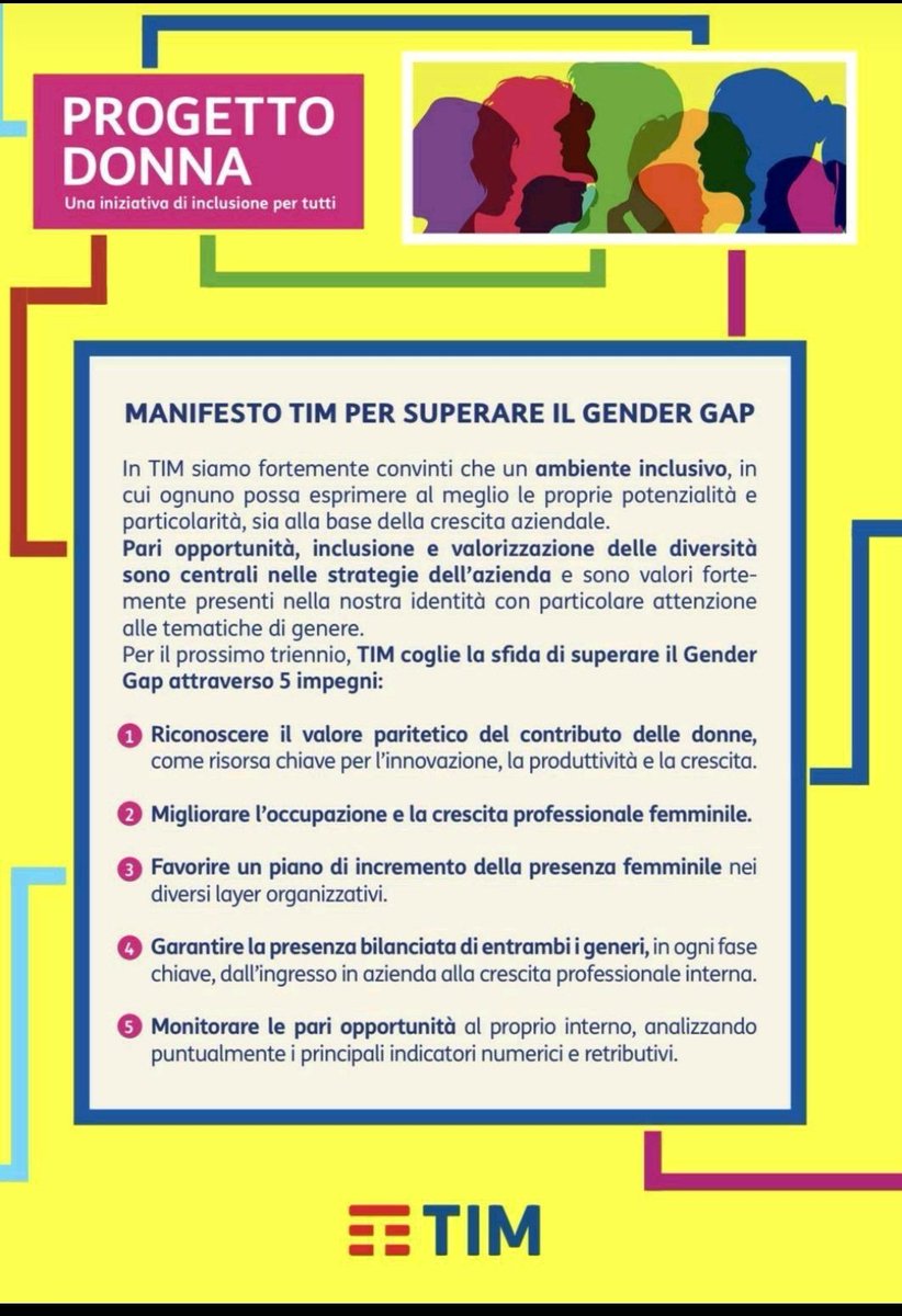 NoiDTelecom's tweet photo. #finalmenteazioni: la n. 8 per il Piano #donna #tim riguarda la cultura e prevede una campagna per sconfiggere il linguaggio discriminatorio: formazione, sensibilizzazione dei responsabili, leva del whisteblowing su comportamenti corretti o pratiche da superare. #parit��digenere https://t.co/ubsmODC9fg