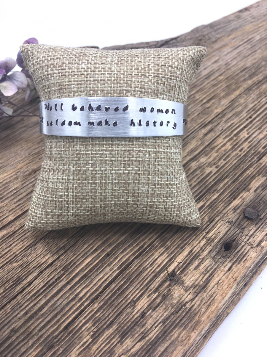Doesn’t this #bracelet say it all?? Hand Stamped inspirational Custom Women’s Cuff Bracelet “Well Behaved Women Seldom Make History” etsy.me/2yVnmCl #adjustable #standup #quote #wellbehavedwomen #womenforwomen #Handmade #smallbusiness #gifts #etsy