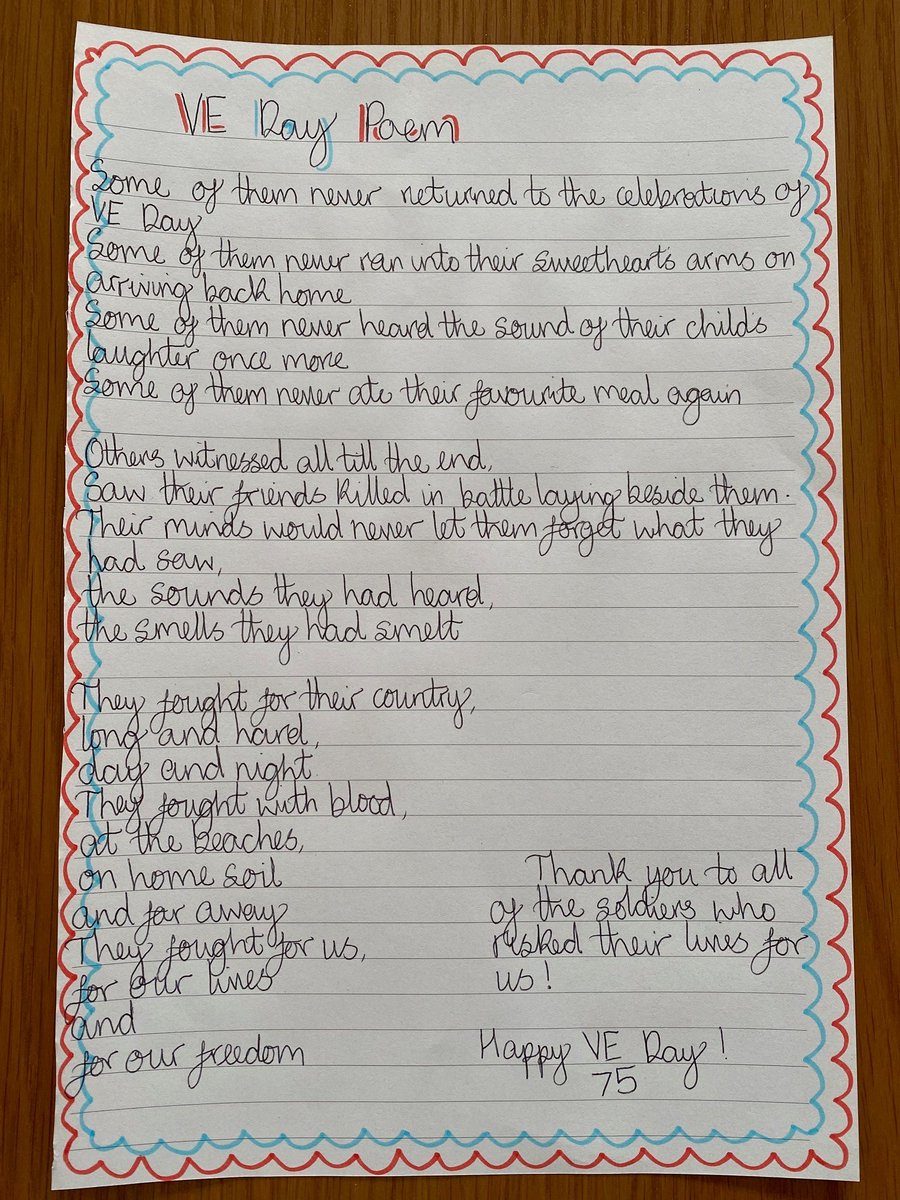 Creative Learning Services ran a VE Day competition for local schools and we are delighted to tell you that Yr 9 Amaris Imir, was chosen as the winner for secondary schools! The prize for is for the school and it’s a free loan of artefacts or artworks from CLS.

WELL DONE Amaris!