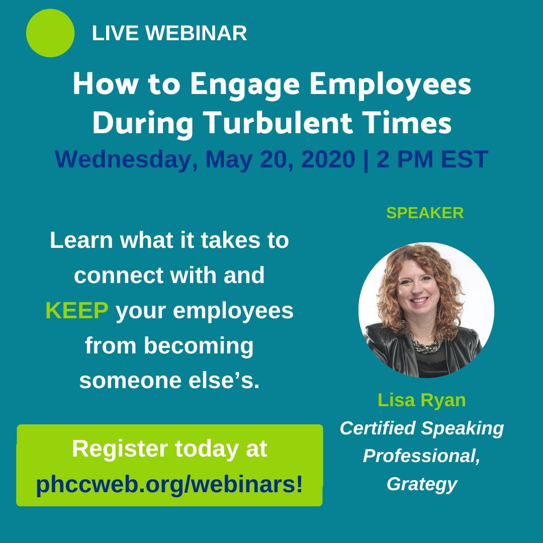phccnatl's tweet photo. How you engage and connect with your employees during this time makes a difference! Join us next Wed., May 20 at 2 PM EST for the "How to Engage Employees During Turbulent Times" webinar! Register today - https://t.co/SvB8o1nGTf! #COVID19 #PHCC #WeMeanBusiness https://t.co/4d4IzgIZ4w
