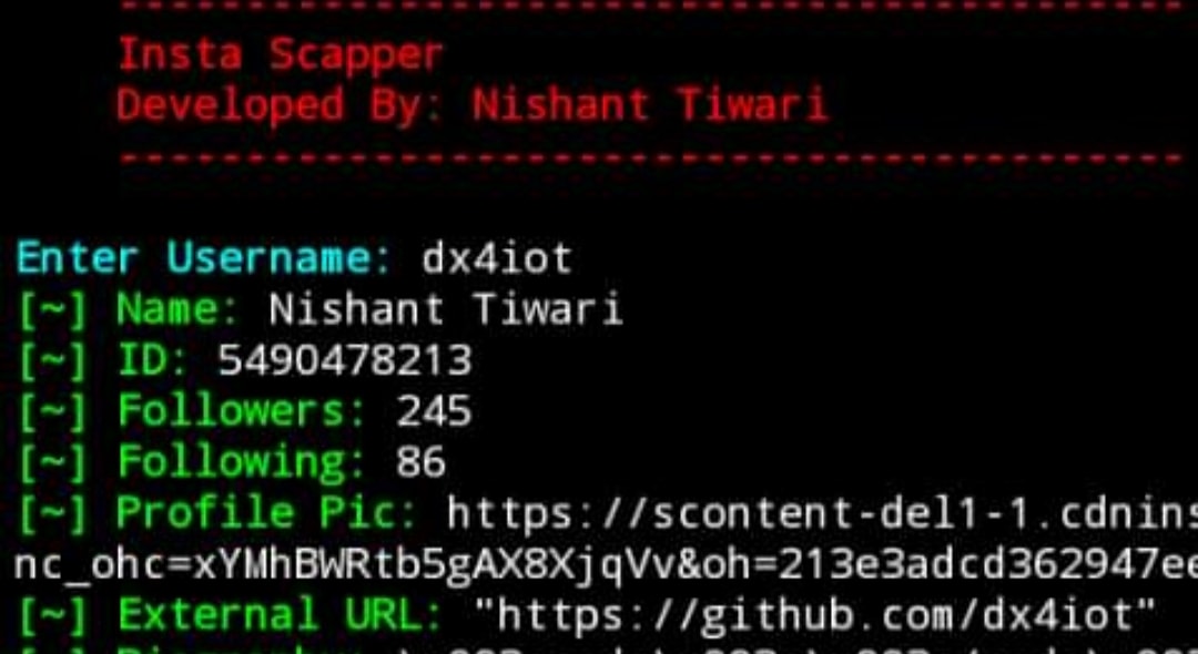 APCLearningSolu's tweet photo. insta-scraper:-- #Instagram Info Scraper
This is a simple Instagram #scraper tool, written in #Python which scrap (insta ID, Followers, Following, External
#cybersecurity #infosec #infosecurity #informationsecurity #pentesting #bugbounty #ethicalhacking #apclearningsolutions https://t.co/MdsgjG4qkZ