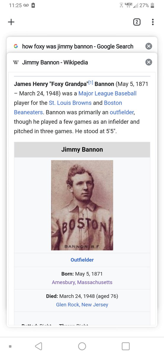 Quarantine day 63: discovered a professional baseball player born in my hometown nicknamed Foxy Grandpa???