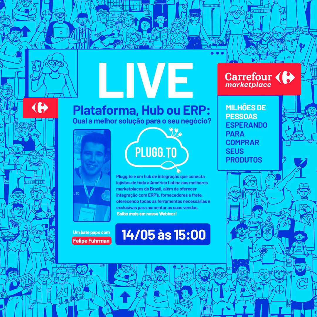 pluggto's tweet image. Amanhã às 15h estaremos ao vivo no Instagram do Carrefour marketplace!

Se você quer saber mais sobre o mundo do e-commerce, marketplace e vendas online não perca esta live. Se quiser participar, basta acessar o Instagram do Carrefour Marketplace às 15h.
