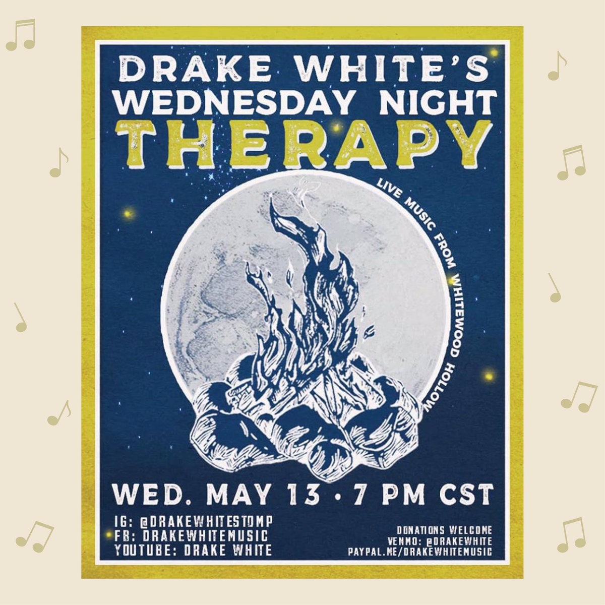 abitafest's tweet photo. You know him and love him – @DrakeWhite. Catch Drake White’s Wednesday Night Therapy tonight at 7 PM CST. #abitafest https://t.co/AzT54AfFpV