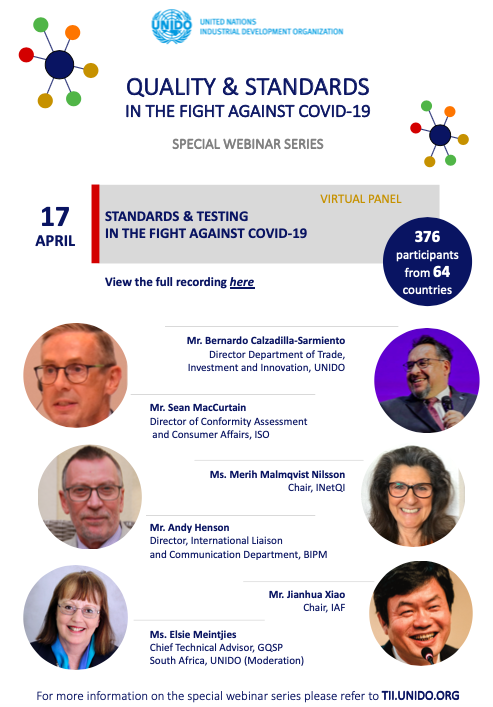 UNIDO_QI's tweet photo. The recordings 📽️ from @UNIDO's special #webinar 💻series on #quality & #standards in the fight against #COVID19 🦠are now available. Find out more on the #TIIKnowledgeHub here 👉https://t.co/NLuJiUqvKh https://t.co/r3RVM0VOL8