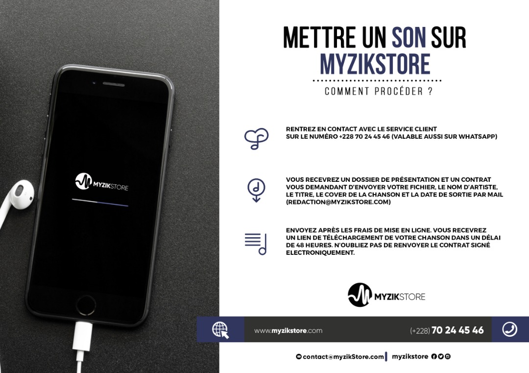 Gnadoemedia's tweet photo. La plateforme MYZIKSTORE vous paie à chaque fois qu'un mélomane télécharge votre chanson. 
Comment procéder pour mettre votre morceau chez nous ? 
Le visuel détaille le processus ! 

https://t.co/DZV5XRSe6z

#MyzikStore #GnadoeMagazine #Gnadoe https://t.co/ctyHXeXwe6