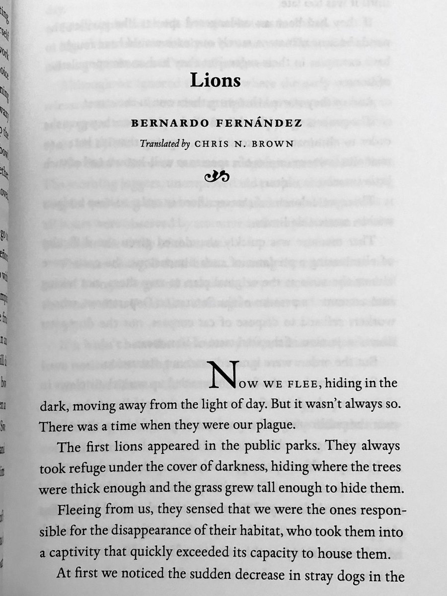 5/13/2020: "Lions" by Bernardo Fernández, translated by Chris N. Brown, from the 2011 anthology THREE MESSAGES AND A WARNING: CONTEMPORARY MEXICAN STORIES OF THE FANTASTIC, edited by Eduard Jiménez Mayo and Chris N. Brown, published by  @smallbeerpress.