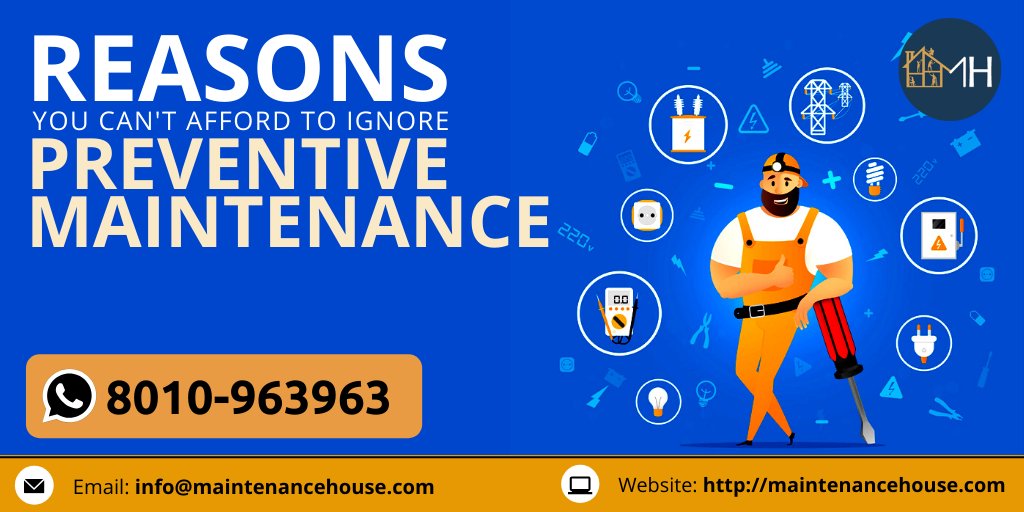 MaintenanceHous's tweet photo. #PreventiveMaintenance

Better conservation of assets &amp; increased life expectancy of assets, thereby eliminating premature replacement of appliances and equipment.

 #SaveMoney. The cost of planned maintenance is always cheaper than emergency maintenance.

https://t.co/983HSiBi6k https://t.co/Na6QiYoapy