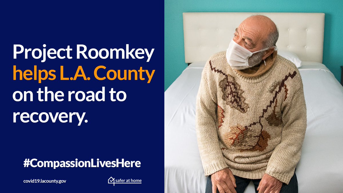 CountyofLA's tweet image. #ProjectRoomkey is helping LA County on its road to recovery from #COVID19. Learn more about the program that&apos;s temporarily housing vulnerable people experiencing homelessness to protect them during the pandemic covid19.lacounty.gov/homelessness-a…