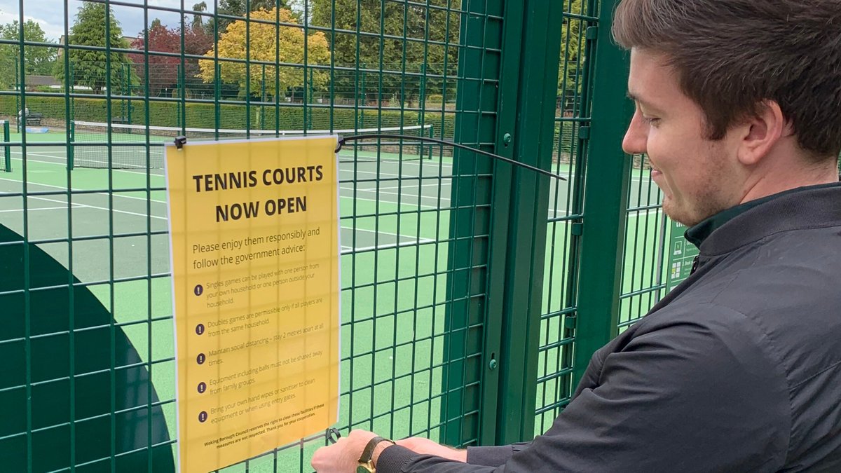 The following facilities are now open:

✅ Public tennis courts
✅ Multi-Use Games Areas
✅ Public skate parks
✅ Angling at Goldsworth Park and Brookwood Lakes

Still closed:
❌  Play areas
❌ Outdoor gyms

Restrictions apply, full details here: bit.ly/2xZE4QL