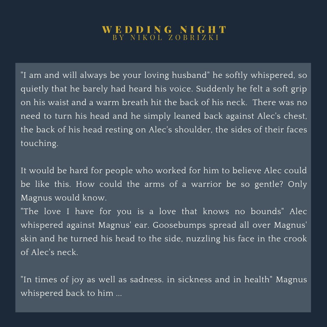MalecInstitute's tweet photo. Sneak peek : 

"Wedding night" by Nikol Zobrizki (@marvelousxmalec).
.
.
.
#ShadowHunters #SaveShadowHunters #RenewShadowHunters #TheMortalInstruments #Malec #AlecLightwood #MagnusBane #HarryShumJr #MatthewDaddario #MalecFanbook #Theimmortalproject https://t.co/ffcIzZ20Ui