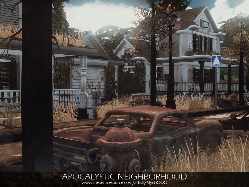 MychQQQ's tweet photo. "Apocalyptic Neighborhood" 🏚🚧 - download at @TheSimsResource Link: https://t.co/gzj7Dyz3e2 #TheSims #TheSims4 #ShowUsyourBuilds #MychQQQ #TheSimsResource #TSR #ApocalypseTheme https://t.co/B8ILL1sD4Y